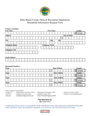 Palm Beach County Household Information Request Form