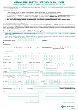 Old Mutual Unit Trusts Investor Buying Form