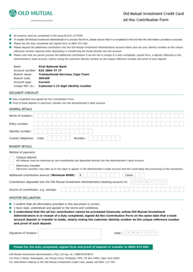 Old Mutual Investment Ad Hoc Contribution Form