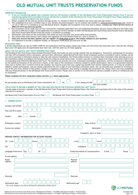 Old Mutual Unit Trusts Preservation Fund Application
