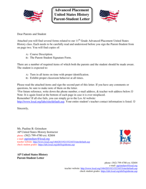 AP US History Parent-Student Letter