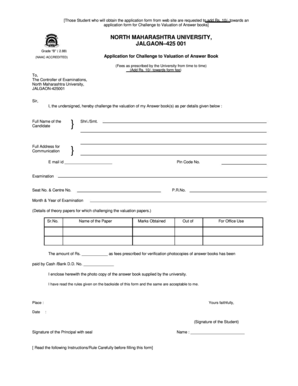 North Maharashtra University Challenge to Valuation of Answer Book Form