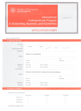 International Undergraduate Program Application Form