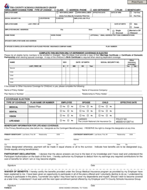 Tri-County Schools Insurance Group Enrollment Form