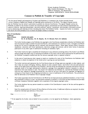 Consent to Publish & Transfer of Copyright