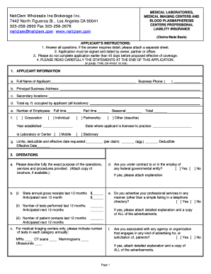 Medical Professional Liability Insurance Application