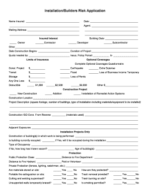 Builders Risk Insurance Application