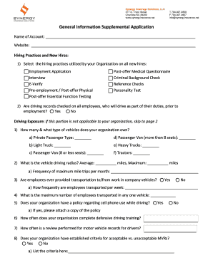 General Information Supplemental Application