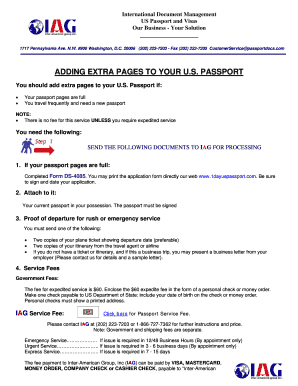 US Passport Extra Pages Application