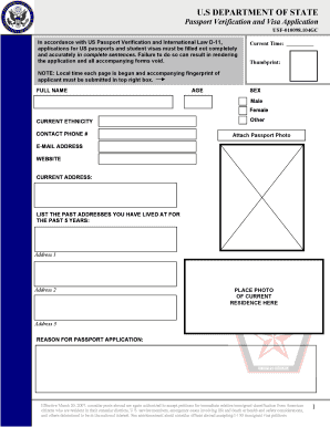 US Passport Verification and Visa Application Form