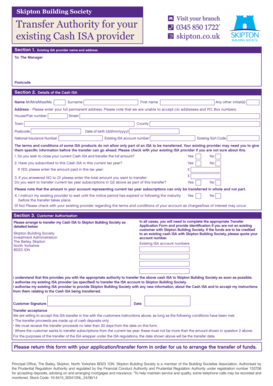 Skipton Building Society Cash ISA Transfer Form