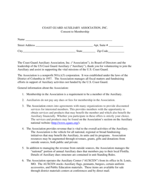 Coast Guard Auxiliary Membership Consent Form