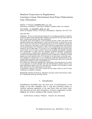 Random Projections as Regularizers ... - stats waikato ac