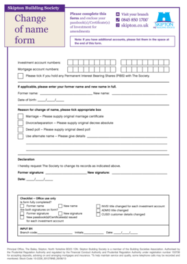Skipton Building Society Name Change Form