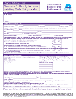 Skipton Building Society Cash ISA Transfer Form