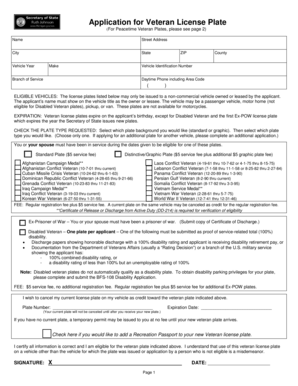 Michigan Veteran License Plate Application