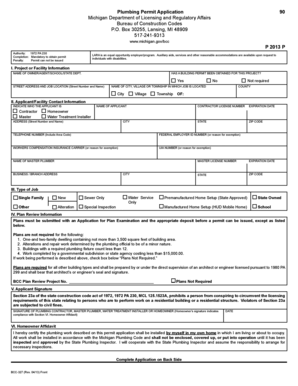 Michigan Plumbing Permit Application