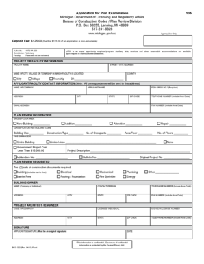 Michigan Plan Examination Application