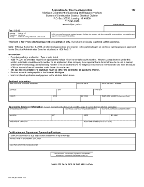 Michigan Electrical Apprentice Registration Form