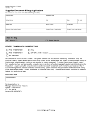 Michigan Supplier Electronic Filing Application