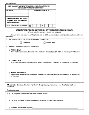 Michigan Trademark Service Mark Application