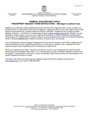 Michigan Criminal Background Check Fingerprint Request Form