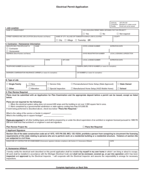 Michigan Electrical Permit Application