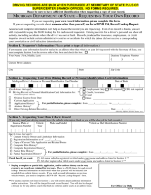 Michigan Driving Record Request Form
