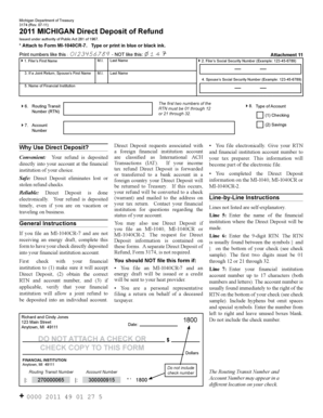 Michigan Direct Deposit of Refund Form 3174