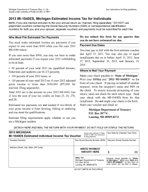 2013 Michigan Estimated Income Tax Form