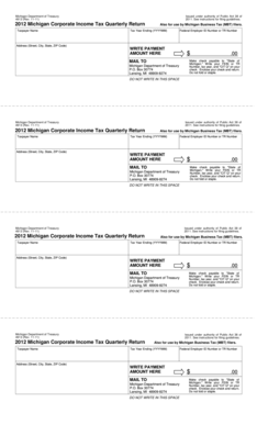 2012 Michigan Corporate Income Tax Quarterly Return