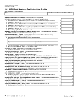Michigan Business Tax Refundable Credits Form 4574