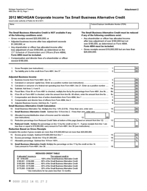 Michigan Corporate Income Tax Small Business Alternative Credit Form 4893