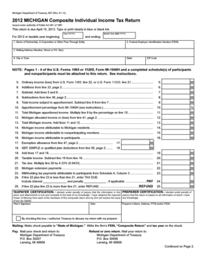 Michigan Composite Individual Income Tax Return Form 807