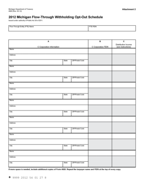Michigan Flow-Through Withholding Opt-Out Schedule