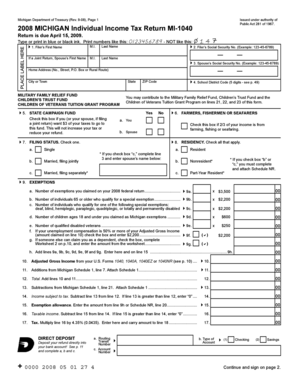 Michigan Individual Income Tax Return MI-1040