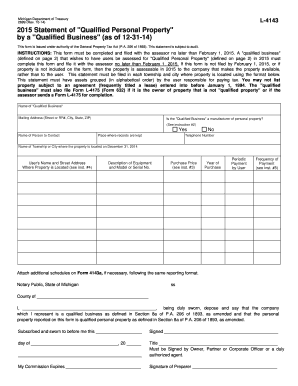 Michigan Qualified Personal Property Statement