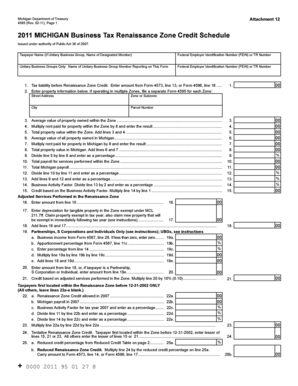 Michigan Business Tax Renaissance Zone Credit Schedule