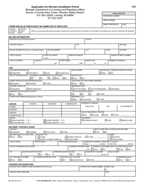 Michigan Elevator Installation Permit Application