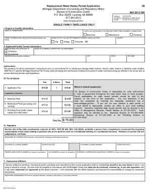Michigan Water Heater Permit Application