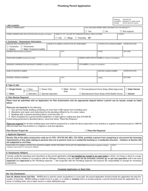 Michigan Plumbing Permit Application
