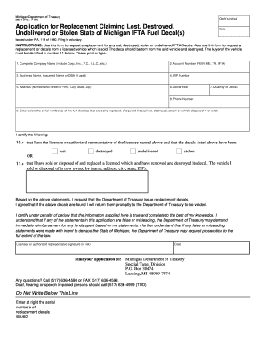 Michigan IFTA Fuel Decal Replacement Application