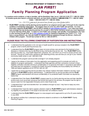 Michigan Plan First Family Planning Program Application