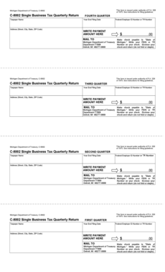 Michigan C-8002 Single Business Tax Quarterly Return