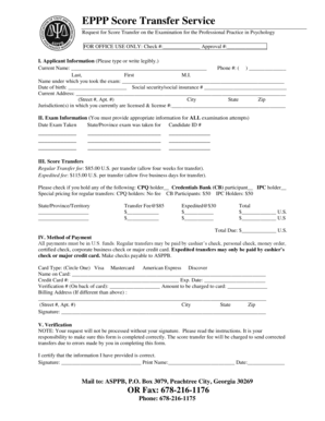 EPPP Score Transfer Request Form