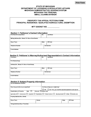 Michigan Property Tax Appeal Petition Form
