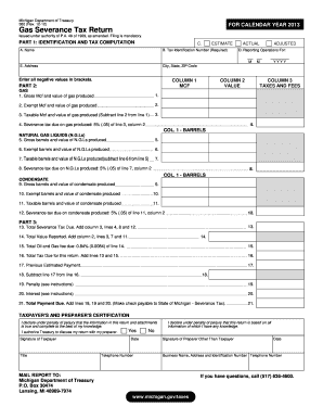 Michigan Gas Severance Tax Return