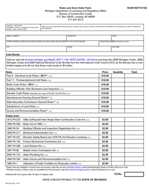 Michigan Construction Code Order Form