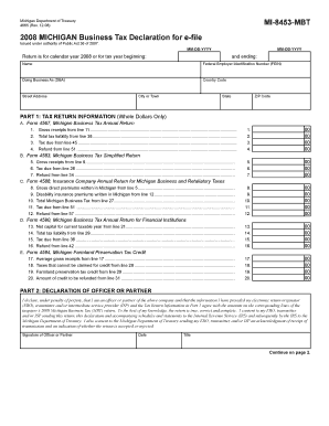 4665, 2008 MICHIGAN Business Tax Declaration ... - State of Michigan
