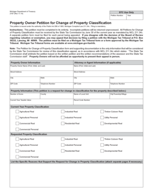 Michigan Property Classification Change Petition
